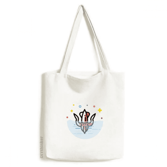 Octopus Mignon Animation Cuttlefish Tote Canvas Bag Shopping Satchel Casual Handbag