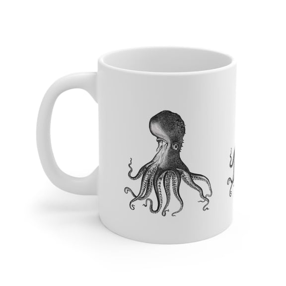 Octopus Mug. Vintage Octopus Illustration..
