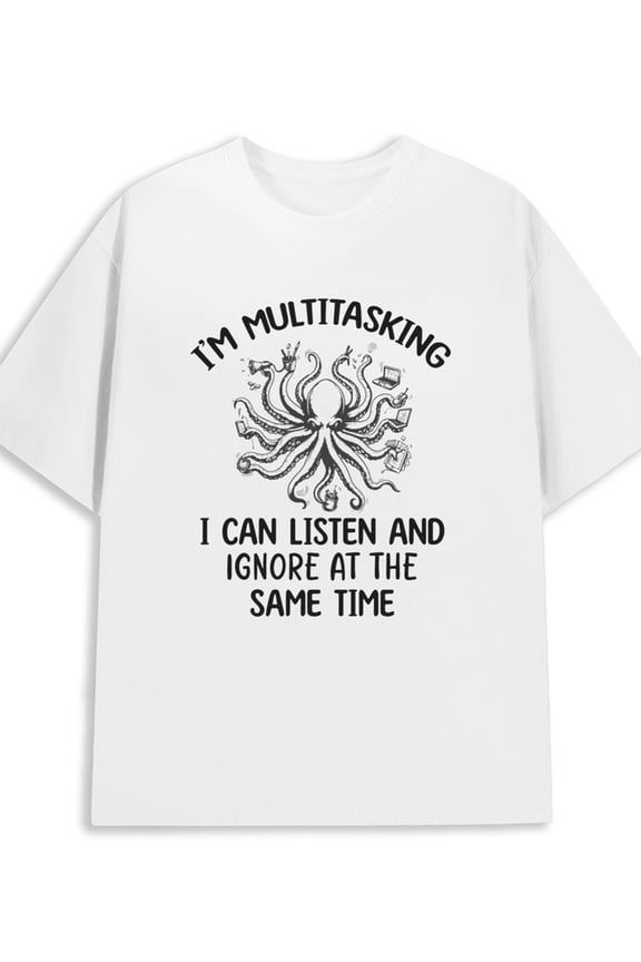 Octopus Multitasker men 180G 100% Cotton white Retro Unisex Shirt Short Sleeve tshirts Vintage Unisex Shirt Graphic Tee tshirts Funny Unisex Shirt Crewneck tshirts