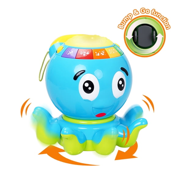 Octopus Music Drum Learning Toy Light and Sound Musical with Animal Sounds Letters Crawl Function and Bump and Go