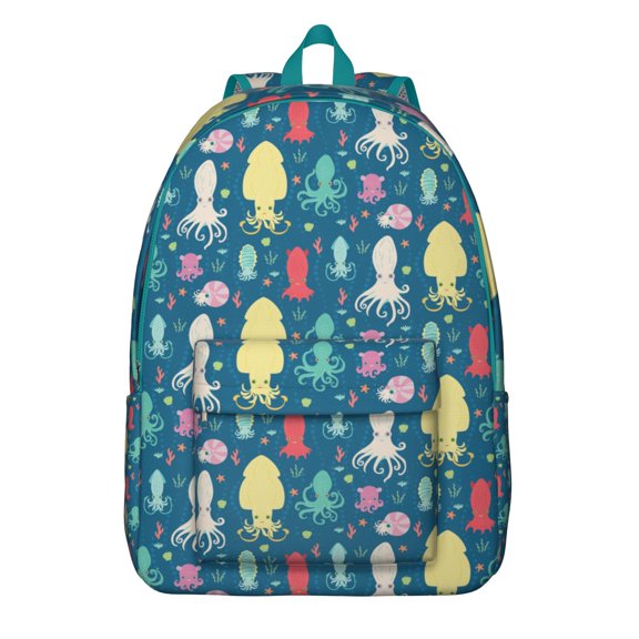 Octopus Nautical Travel Backpack Durable Oxford Material Pattern Backpack Featuring Japanese-style Octopus Colorful Watercolor Sea Creatures Large Capacity Anti-theft Multifunctional Design Comfortabl
