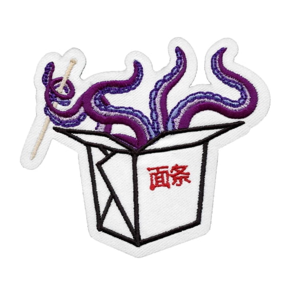 Octopus Noodles Tentacle Chinese Take Out Embroidered Iron On Patch