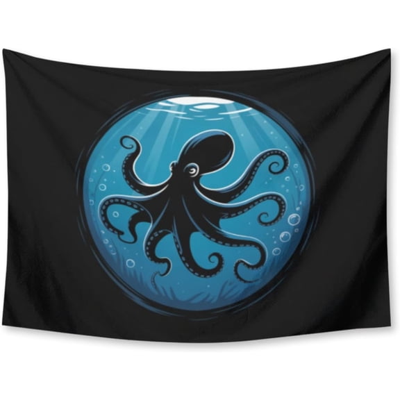 Octopus Ocean Scuba Diving Freediving Sea Tapestry for Bedroom Wall Hanging Decor for Dorm Living Room College, 30" X 40" Indoor Outdoor