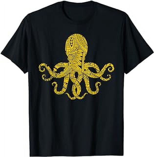 Octopus Ocean Sea Animal Aztec Maya Maori Tribal Pattern T-Shirt ...