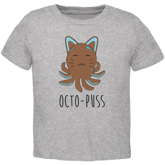 Octopus Octo-Puss Cat Funny Toddler T Shirt Heather 2T