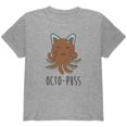 thumbnail image 1 of Octopus Octo-Puss Cat Funny Youth T Shirt Heather Youth X-SM, 1 of 1
