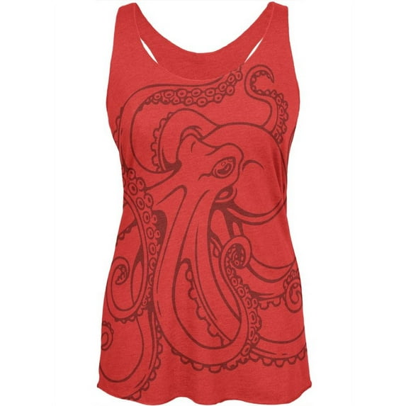 Octopus Outline Womens Soft Racerback Tank Top Vintage Red X-LG
