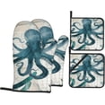 thumbnail image 1 of Octopus Oven Mitts Pot Holders Set of 4, Kitchen Gloves Potholders Heat Resistant for Chef Baking Cooking Grilling BBQ, 1 of 6