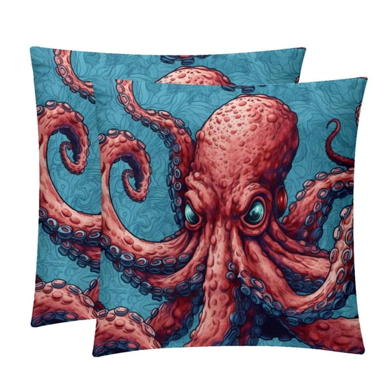 Octopus Pillow Covers Set of 2 with Unique Patterns for Bed, Chair, and Throw Pillows - Available in 16x16, 18x18, and 20x20 Inchesfor Various Occasions