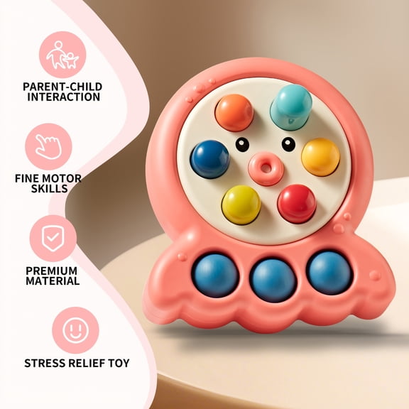 Octopus Pinch and Press Fidget, Sensory Handheld Stress Reliever Game, Pop Style Anxiety Relief Desk Activity Novelty