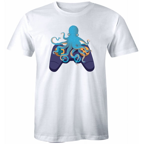 Octopus Playing Video Game Funny Animal Game Controller T-Shirt Men Women Tee