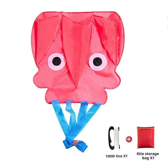 Octopus Pocket Kite - 3D Frameless Soft Kite for Kids & Adults, Easy to Fly, Portable Beach Kites with 100 Inch Long Tentacles & Storage Bag, Outdoor Flying Toy