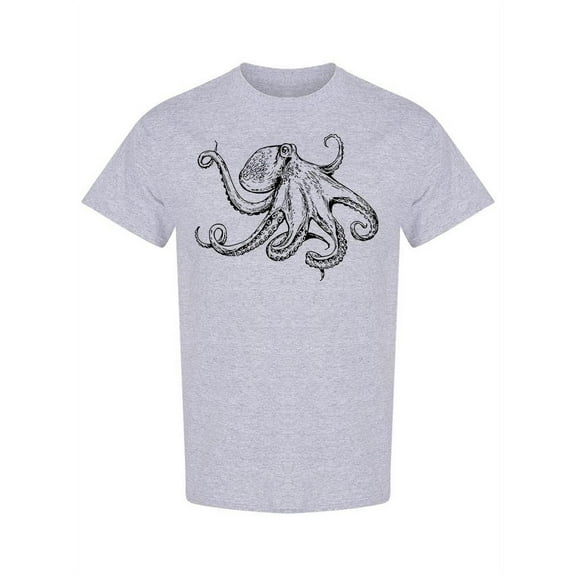 Octopus Realistic Sketch T-Shirt Men -Image by Shutterstock, Male x-Large
