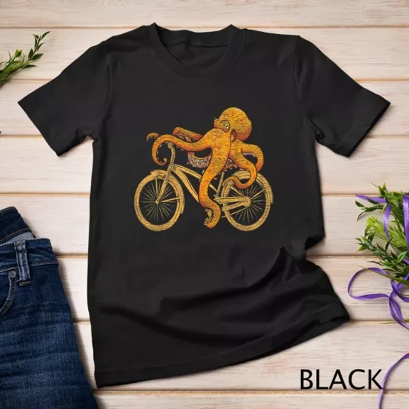 Octopus Riding Bicycle Octopus T-Shirt Unisex S-5XL Hot Trending Shirt, Vintage Birthday Gift