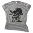 thumbnail image 1 of Octopus Riding Bike T-shirt, Unisex Women's Men's Shirt, Funny Octopus On Bicycle Ride Animal Lover, Dark Heather Gray, Medium, 1 of 6