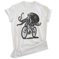 thumbnail image 1 of Octopus Riding Bike T-shirt, Unisex Women's Men's Shirt, Funny Octopus On Bicycle Ride Animal Lover, Heather Ash, X-Large, 1 of 6