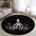 thumbnail image 1 of Octopus Round Living Room Rugs 3.3 ft, Black and White Beach Summer Washable Area Rug with Non-Slip Sturdy Edge Binding Round Front Door Mat Floor Carpet for Entryway, 1 of 9