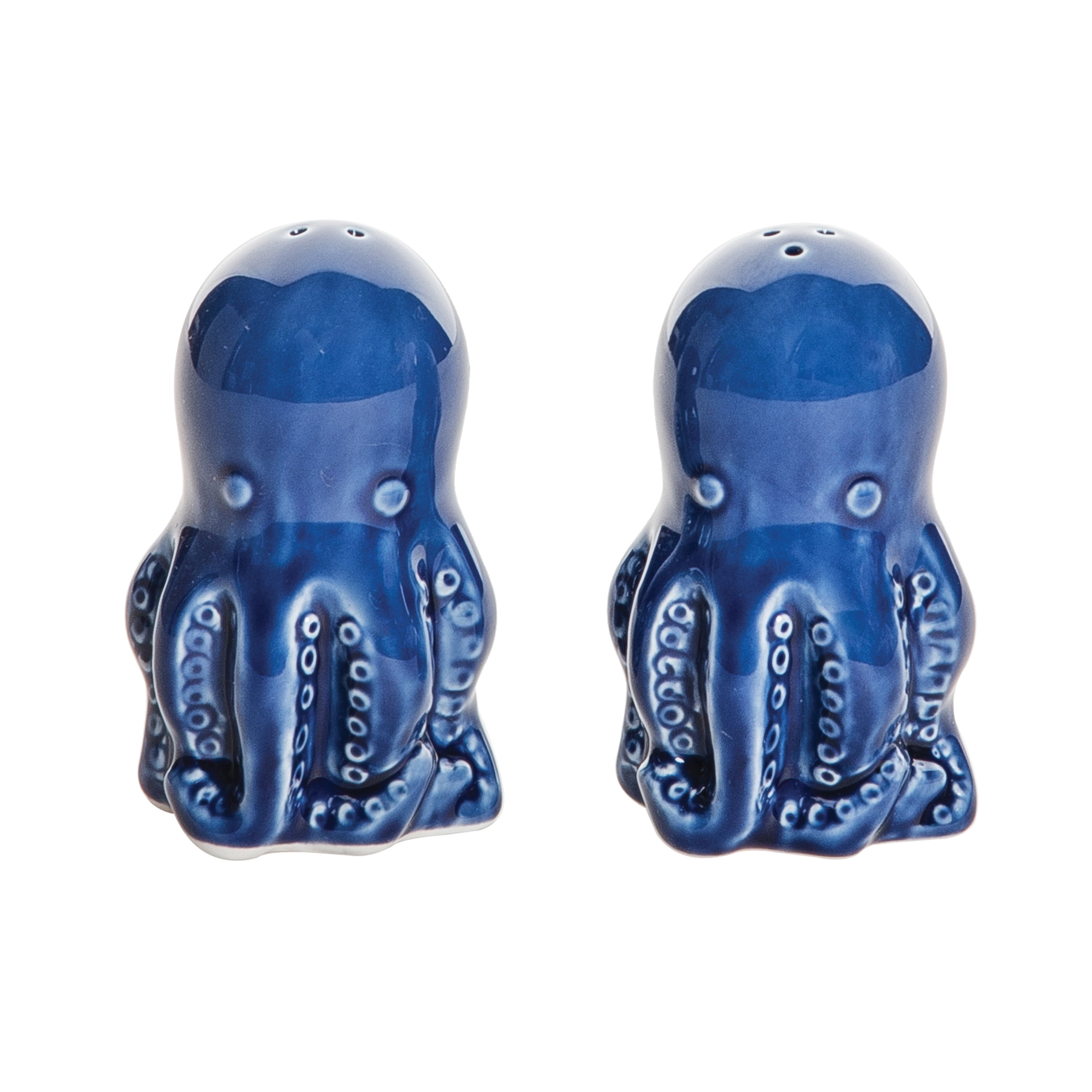 Blue Porcelain Octopus Salt and Pepper Shaker Set