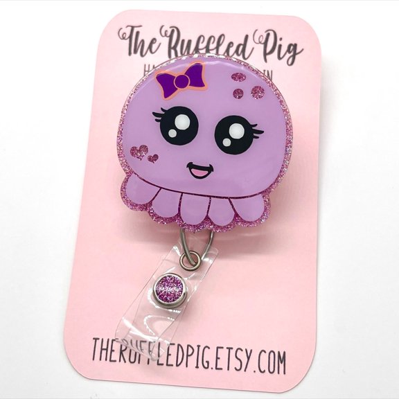 Octopus Sea Life Retractable Badge Reel, Cute Summer Nurse ID Holder