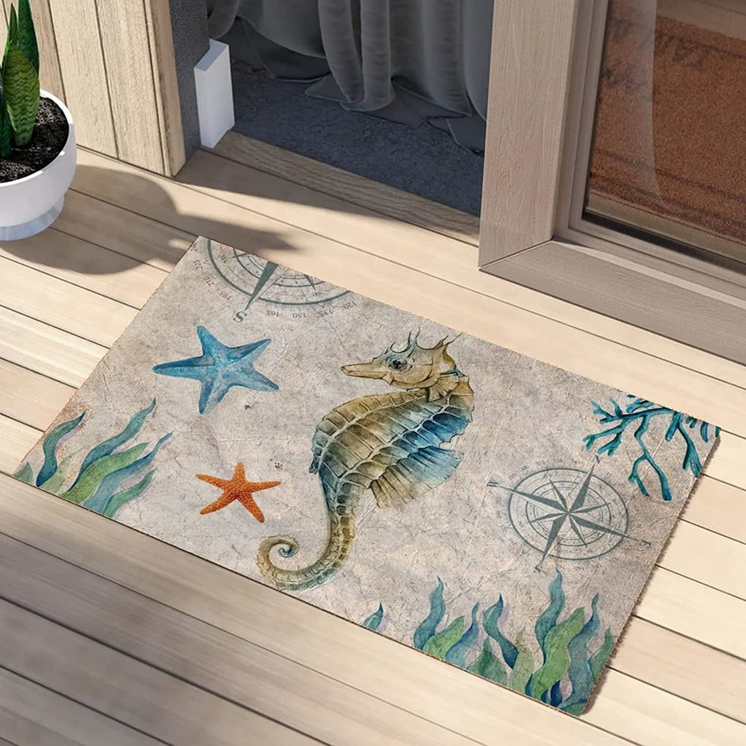 Octopus Sea Snail Fish Turtle Crab Door Mats Beach House Coconut Coir