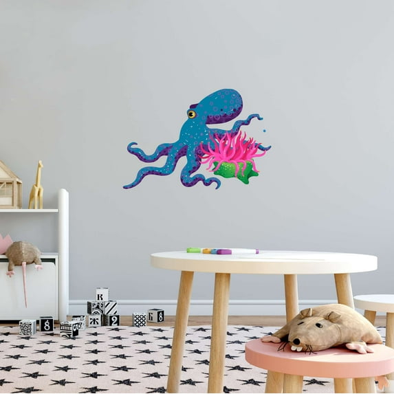 Octopus Seahorses Seahorse Bubble Letters Personalized Name Beach Starfish Octopus Fish Ocean Shark Sea Great White Whale Bass Boat Dolphins Whale Wall Decal Sticker - Size: 30 In X 21 In