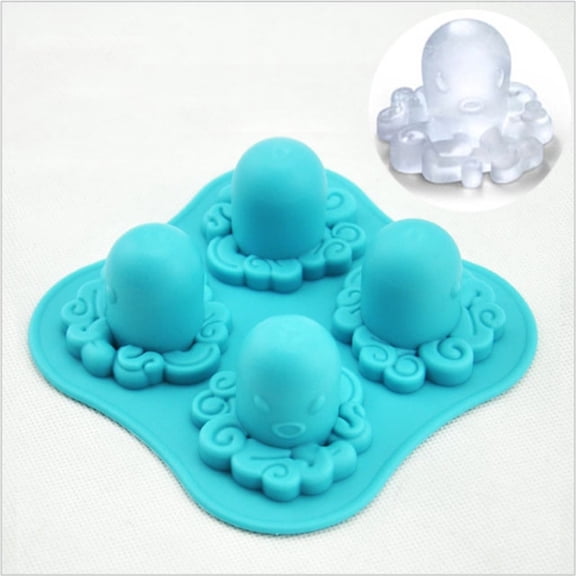 Octopus Shape Ice Cube Grinder - Manual Ice Making Tool for Summer Fun, Four Grid Design Multifunctional food mold