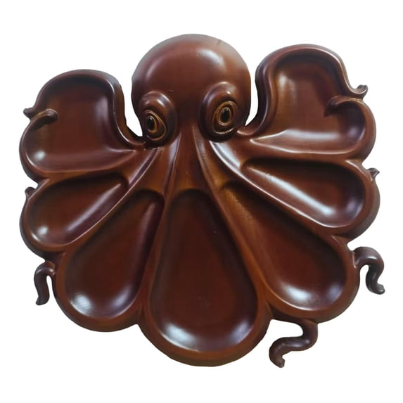 Octopus Shaped Charcuterie Board, Wood Serving Tray for Seafood, Meats, Cheeses, Unique Design for Entertaining, Gift for Seafood Lovers, Decorative and Functional