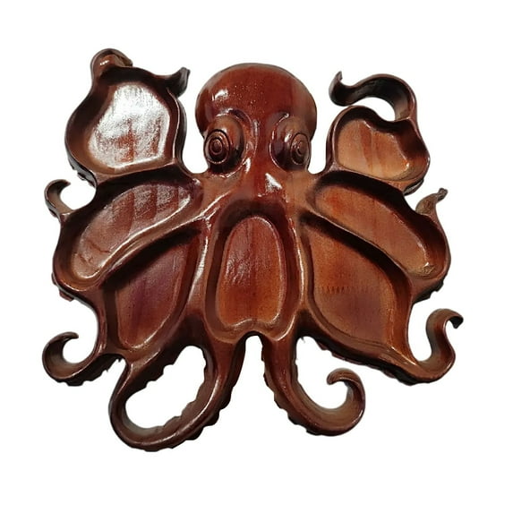Octopus Shaped Charcuterie Platter, Nautical Serving Tray For Cheese Meats & Fruit, 11-Inch Unique Gift For Seafood Lovers & Entertainers With 8 Tentacles Design