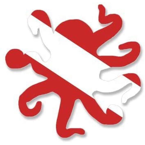 Octopus Shaped Scuba Dive Flag 3M Reflective sticker| Diving Decal