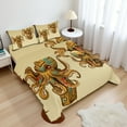 thumbnail image 1 of Ambesonne Octopus Fitted & Top Sheet Set with Shams, Cartoon Style Kraken Design, Brown, 1 of 8
