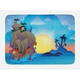 thumbnail image 1 of Octopus Ship Bath Mat, Pirate Ship Sailing in the Ocean near Tropical Island with Palm Trees, Plush Bathroom Decor Mat with Non Slip Backing, 29.5" X 17.5", Multicolor, by Ambesonne, 1 of 2