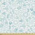 thumbnail image 1 of Ambesonne Octopus Ship Fabric by the Yard Upholstery, Doodle Nautical Items, 5 Yards, Dark Seafoam and White, 1 of 4