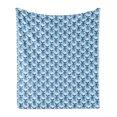 thumbnail image 1 of Octopus Ship Soft Flannel Fleece Blanket, Marine Themed Pattern of Ship Ocean Animals Sea Nautical Cartoon, Cozy Plush for Indoor and Outdoor Use, 60" x 80", Baby Blue and Night Blue, by Ambesonne, 1 of 5