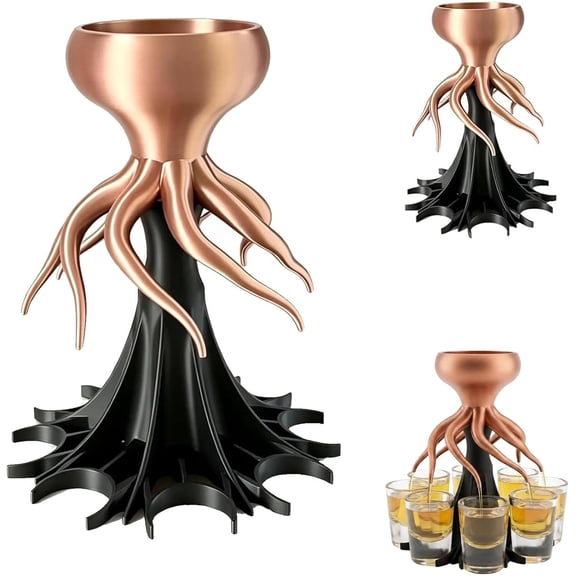 Octopus Shot Dispenser, 3D Printed Octopus 8-Shot Dispenser - Food Grade Alcohol and Cocktail Pourer, Fun Bar Accessory for Juice, Parties and Drink Tools (8 Shot)