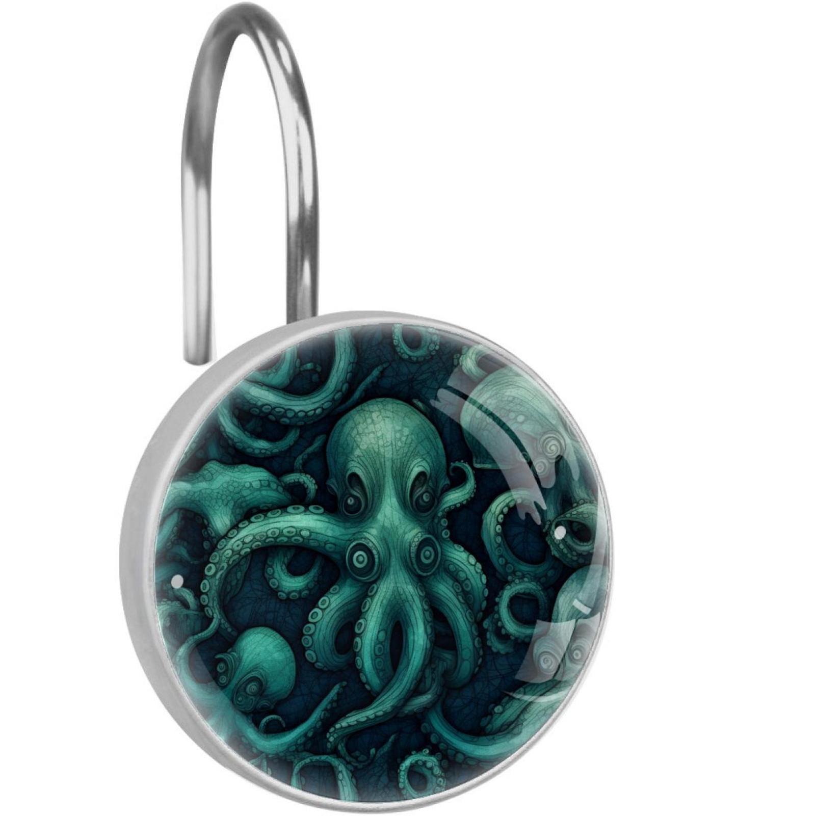 Octopus Shower Curtain Hooks （Set of 12） for Home Hotel Shower Rods ...
