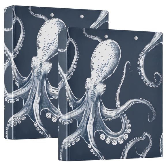 Octopus Sketchy Hardcover 3 Ring Binder 1.5” Round Rings Letter Size Paper Pockets for School Office Supplies