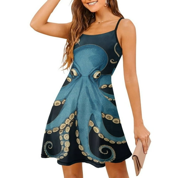 Octopus Skull Art Print Sleeveless Dresses Slip Dress Women's Dresses Dresses For Womens
