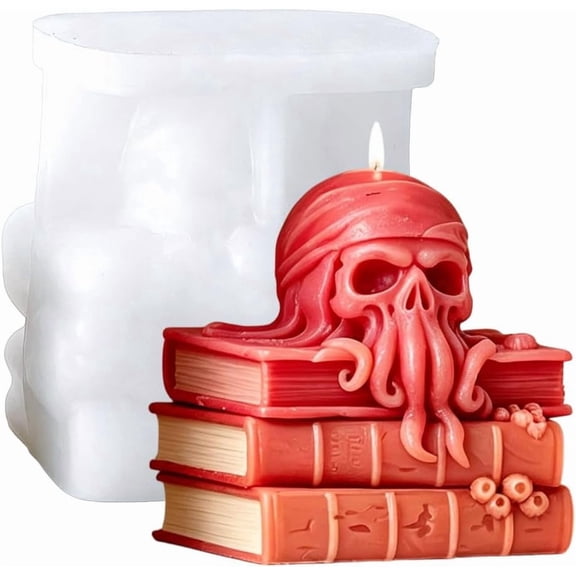 Octopus Skull Candle Mold, 3D Gothic Skeleton Tentacle Silicone Molds for Candles Soap Resin Plaster Cement Craft, Halloween Skull Soap Mold, DIY Spooky Halloween Decor & Gift