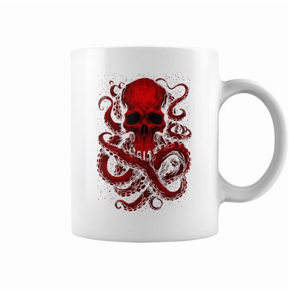 Octopus Skull Monster Red Krakens Cthulhus Cool For Boys Coffee Mugs