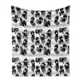 thumbnail image 1 of Octopus Soft Flannel Fleece Blanket, Cartoon Ocean Animals in Various Expressions Sleepy Curious Zigzag Backdrop, Cozy Plush for Indoor and Outdoor Use, 60" x 80", Black Grey White, by Ambesonne, 1 of 5