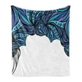 thumbnail image 1 of Octopus Soft Flannel Fleece Throw Blanket, Abstract Tentacle Pattern with Intertwined Parts Marine Twisted, Cozy Plush for Indoor and Outdoor Use, 60" x 80", Violet Blue Turquoise, by Ambesonne, 1 of 5