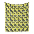 thumbnail image 1 of Octopus Soft Flannel Fleece Throw Blanket, Hand Drawn Abstract Marine Underwater Animals on Yellow Background, Cozy Plush for Indoor and Outdoor Use, 60" x 80", Pale Yellow Cadet Blue, by Ambesonne, 1 of 5