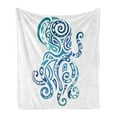 thumbnail image 1 of Octopus Soft Flannel Fleece Throw Blanket, Ornamental Marine Sea Animal with Curved Lines Underwater Wildlife, Cozy Plush for Indoor and Outdoor Use, 70" x 90", Violet Blue Teal, by Ambesonne, 1 of 6