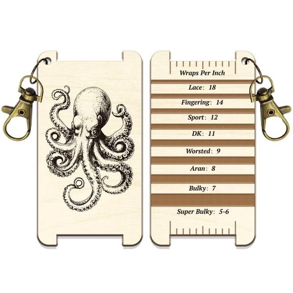 Octopus Spinning Control Tool Decorative Yarn WPI Guide Gauge with Clasp Wood Yarn Wrap Guide Board with Diz