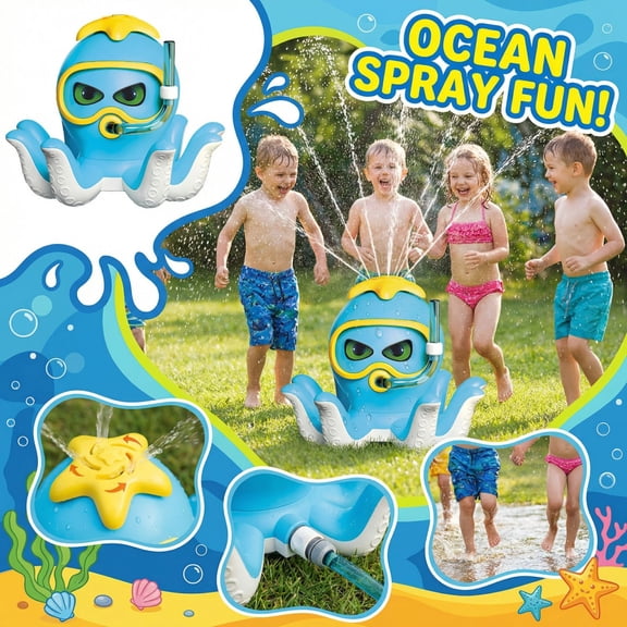 Octopus Sprinkler for Kids, Summer Outdoor Garden Lawn Sprinkler Water Play Toy, Fun Backyard Games for Toddlers Boys Girls(As shown)