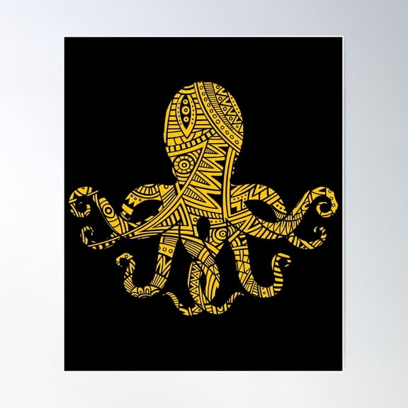 Octopus Squid Maori Tribal Tattoos Poster Wall Art, Modern Wall Decor For Living Room Bedroom, 24x36 UNFRAMED