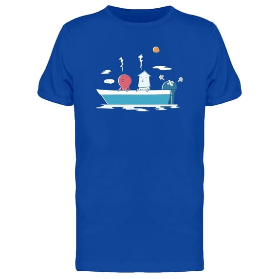 Octopus & Squid On Damaged Boat Tee Men's -Image by Shutterstock
