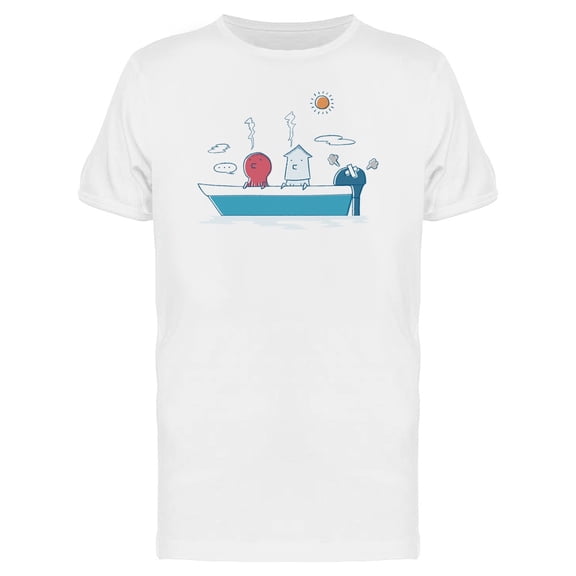 Octopus & Squid On Damaged Boat T-Shirt Men -Image by Shutterstock, Male x-Large