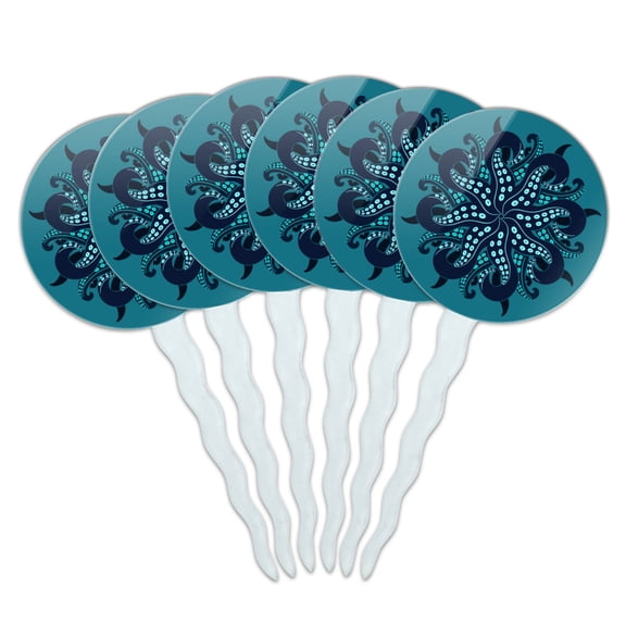 Octopus Squid Tentacles Cupcake Picks Toppers Decoration Set of 6