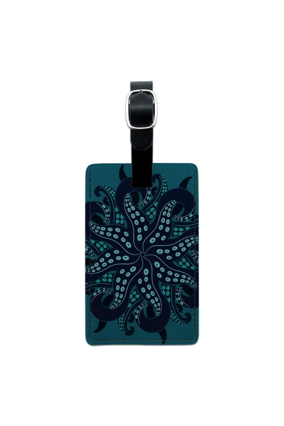 Octopus Squid Tentacles Rectangle Leather Luggage Card Suitcase Carry-On ID Tag